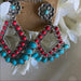 Vintage Unique Red & Turquoise Multi Dangle Earrings - From PanacheProse