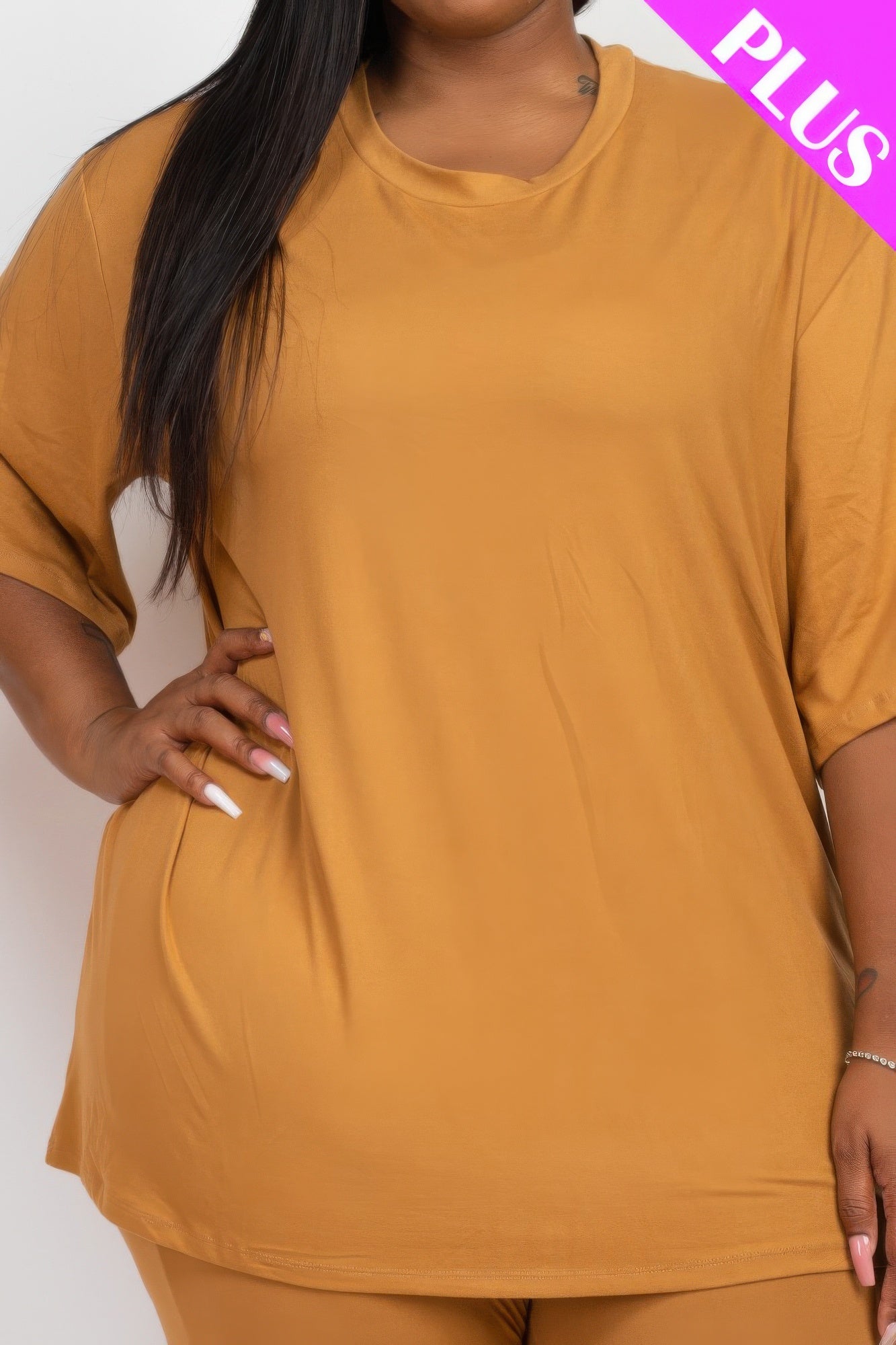 Plus Size Oversized T-shirt & Leggings Set – Comfortable and Stylish"