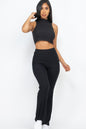 Ribbed Mock Neck Crop Tank Top & Bootcut Pants Set