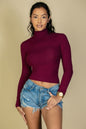 Ribbed Turtleneck Long Sleeve Top