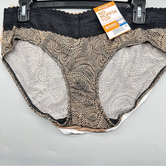 Warner's Women’s Lace Panties 3 Set Floral Brown and Cream - Size XL, from  PanacheProse