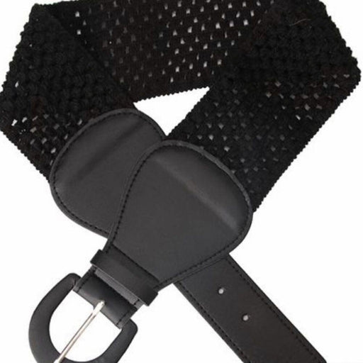 Wide Crochet Vegan Leather Belt Black - From PanacheProse