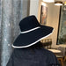 Wide Rim Bucket Hat Black With White Trim - One Size, from PanacheProse