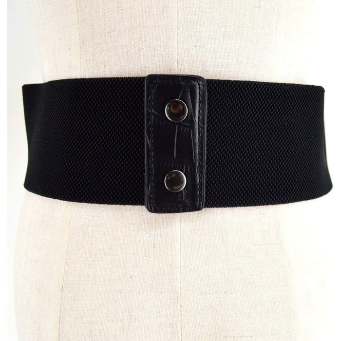 Women Black Cinch Tied Corset Elastic Wide Waist Belt - From PanacheProse