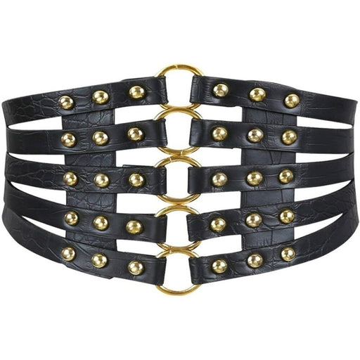 Women Black Cinch Tied Corset Elastic Wide Waist Belt - From PanacheProse