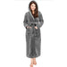 Women Fleece Hooded Adult Solid Color Grey Bathrobes - Size Medium From PanacheProse
