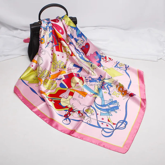 Women's Fashion Cartoon Imitation Mulberry Silk Printing Silk Scarves - from PanacheProse