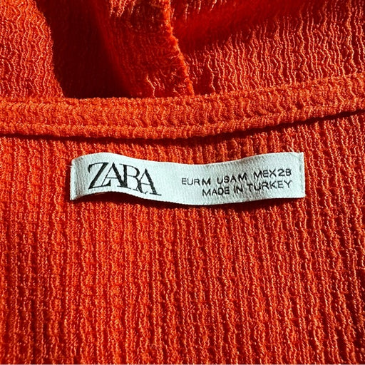 ZARA Red Textured V-Neck Drawstring Blouse – Size Medium From PanacheProse