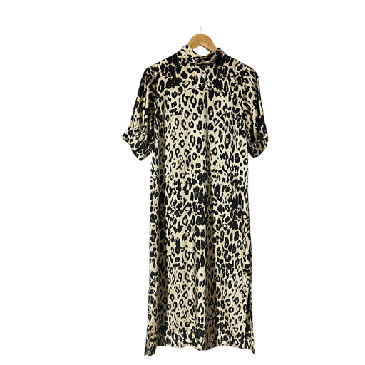 Zara Woman Casual Adult Short Sleeve Zip Back Slits Leopard Print Dress - Size Women’s M, from PanacheProse