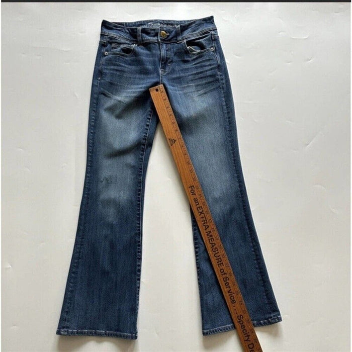 American Eagle Women’s Jeans 4 Blue Button Up Straight Legs Belt Loops 28 Inch