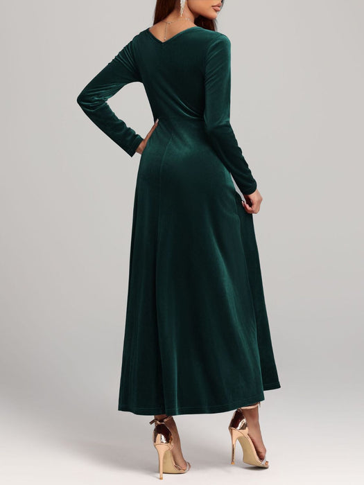 PanacheProse Square Neck Long Sleeve Velvet Dress