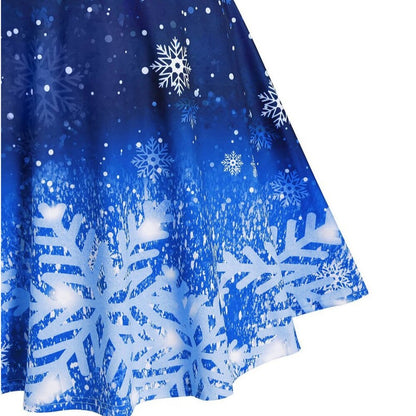 Women Vintage Ombre Snowflake Print Off Shoulder Party Christmas Dress Size XL