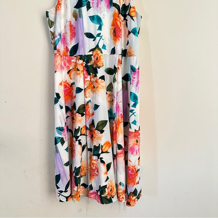 Calvin Klein Women’s Pleated Floral Sleeveless Crew Neck Dresses (Free Shipping)