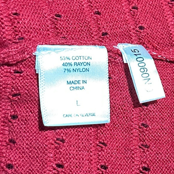 Soho Women’s Red Tie‑Back Knit Sweater – Size Large Pre‑Loved