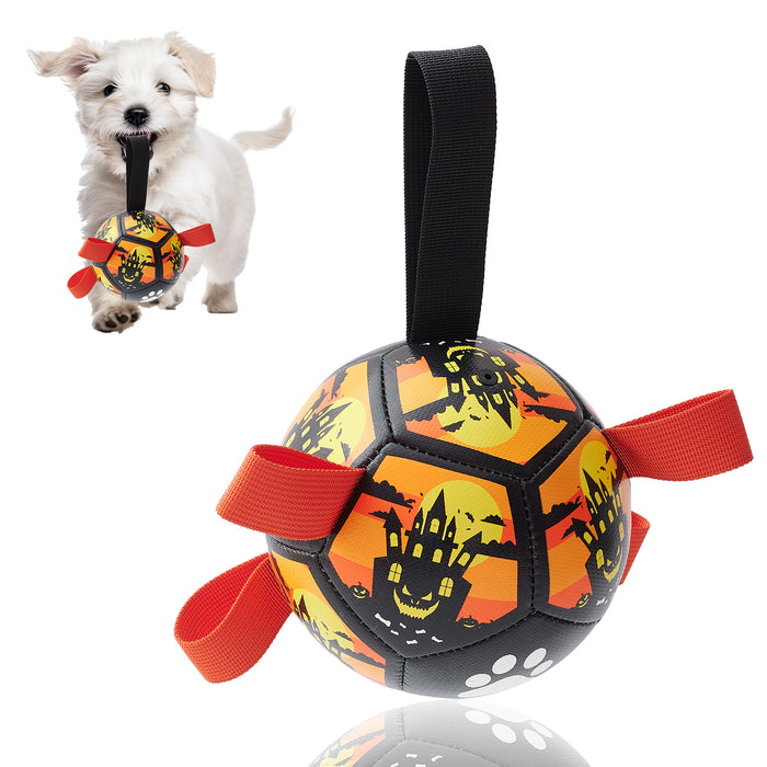 Interactive Dog Soccer Ball with Straps  Durable Water Toy for Small & Medium Dogs, Indoor & Outdoor Fun