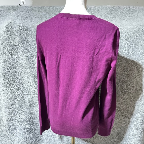 Talbots Magenta Button‑Front Cardigan Sweater – Women’s Medium Pre‑Loved