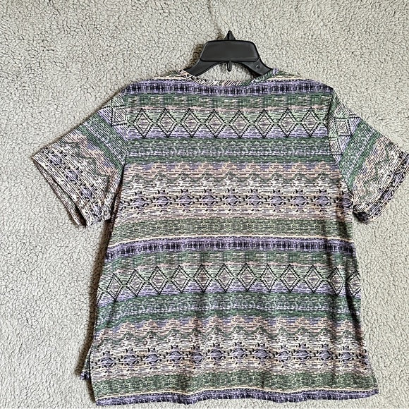 Geometric Print Short Sleeve Blouse – Size MP (BonWorth) Pre-Loved
