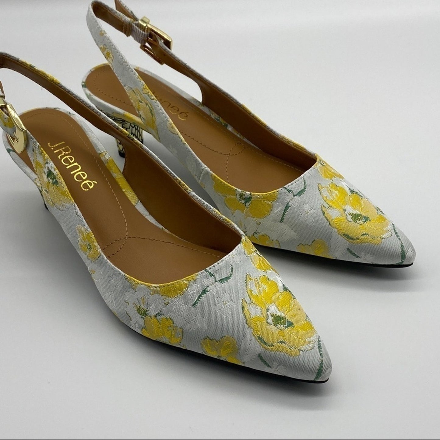 J Renee Mayetta Floral Print Slingback Pumps Shoes Size 7M NEW