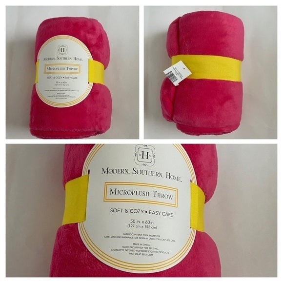 Modern Southern Home Solid Micro-plush Blanket 50” L x 60” W.
