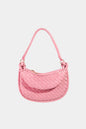 "Chic Fame PU Leather Basket Weave Half Moon Bag for Modern Fashion