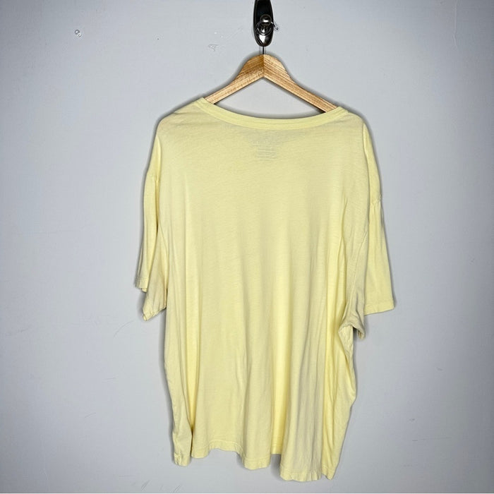 Vintage Faded Glory Womens Yellow Cotton Crew Neck Short Sleeve T Shirt Size 2XL
