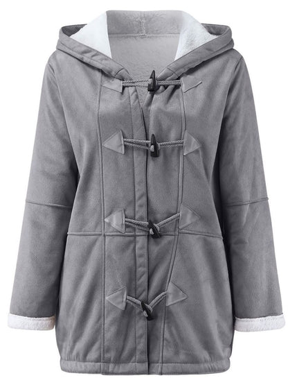 Full Size Pocketed Long Sleeve Hooded Toggle Jacket