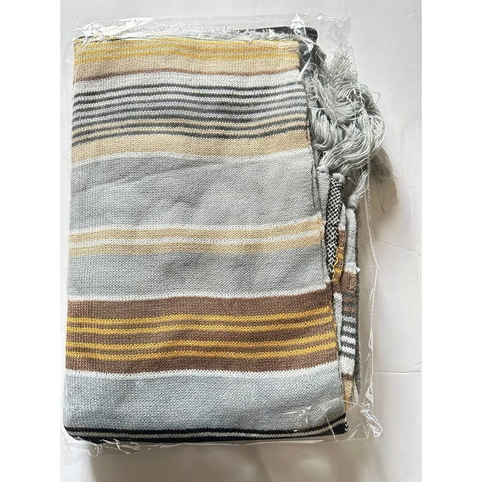 PanacheProse Boho Bull Skull Serape Stripe Poncho Grey Muiticolor