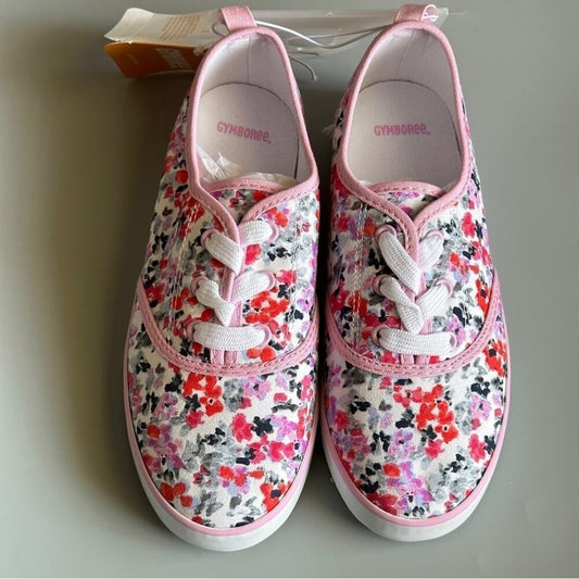 Gymboree Size 2 Floral Canvas Shoes Pink Tennis Sneakers Flat Shoes