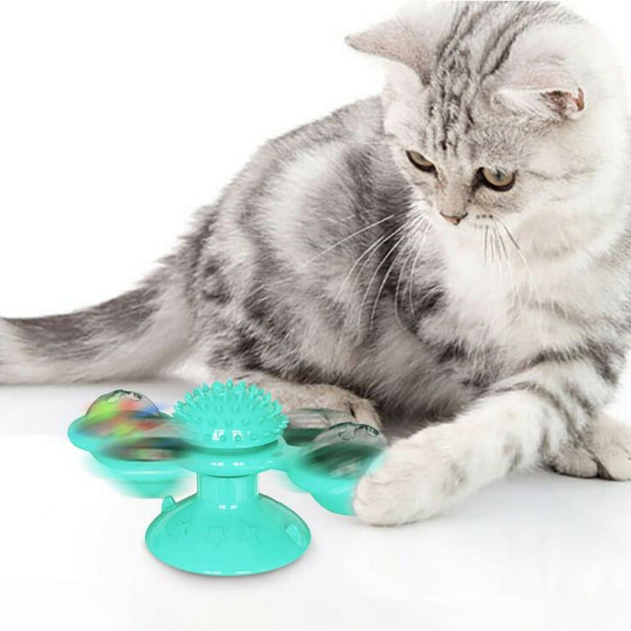 Engaging Cat Windmill Toy with Catnip & Suction Cup – Promotes Play & Dental Health