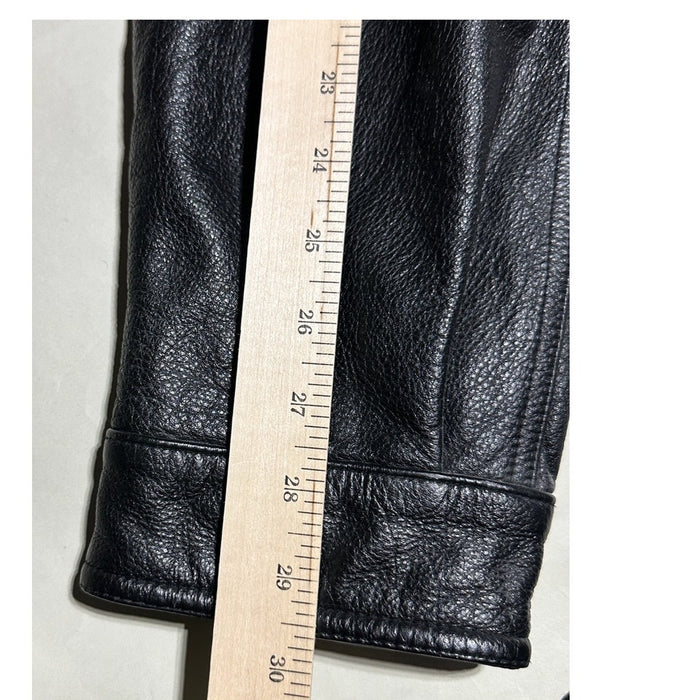 Vintage Black Leather Jacket Thinsulate Insulation Zip Front Classic Coat