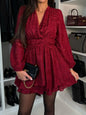 "Layered Surplice Long Sleeve Mini Dress – Chic & Stylish Women's Dress for Casual or Evening Wear"