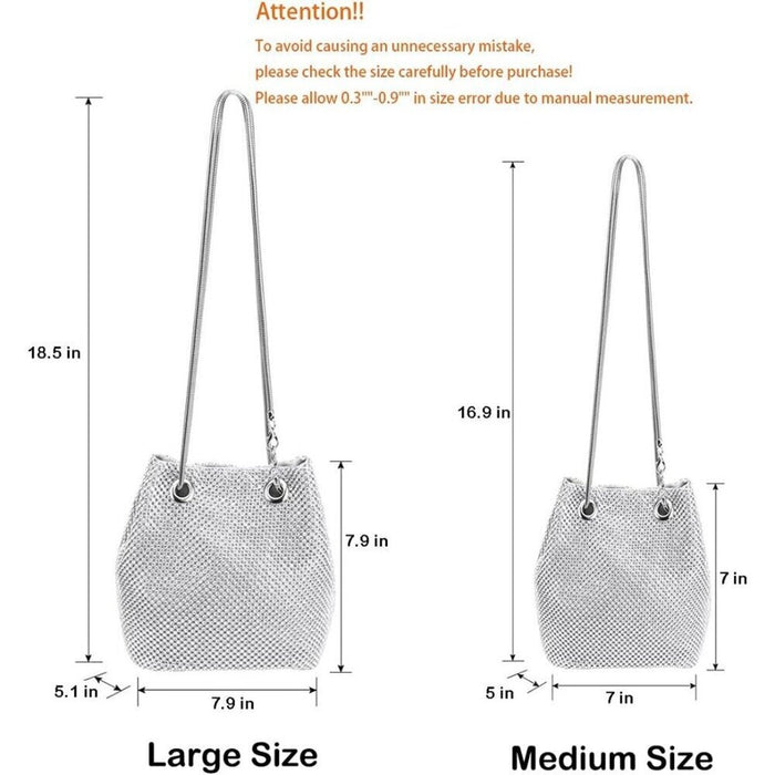 PanacheProse Women's Sliver Bucket Shining Shoulder Bag Rhinestones