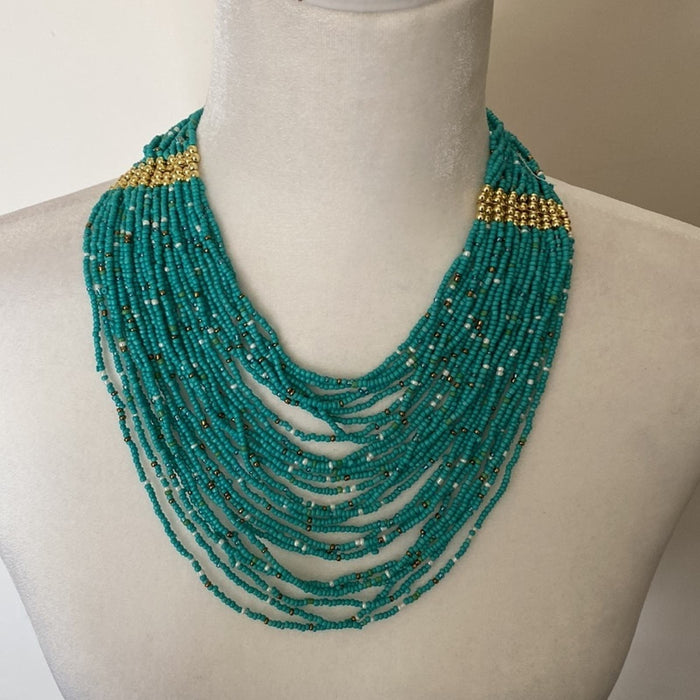 Boho Cute Turquoise Women’s Beaded Multi  Necklace (Free Shipping)