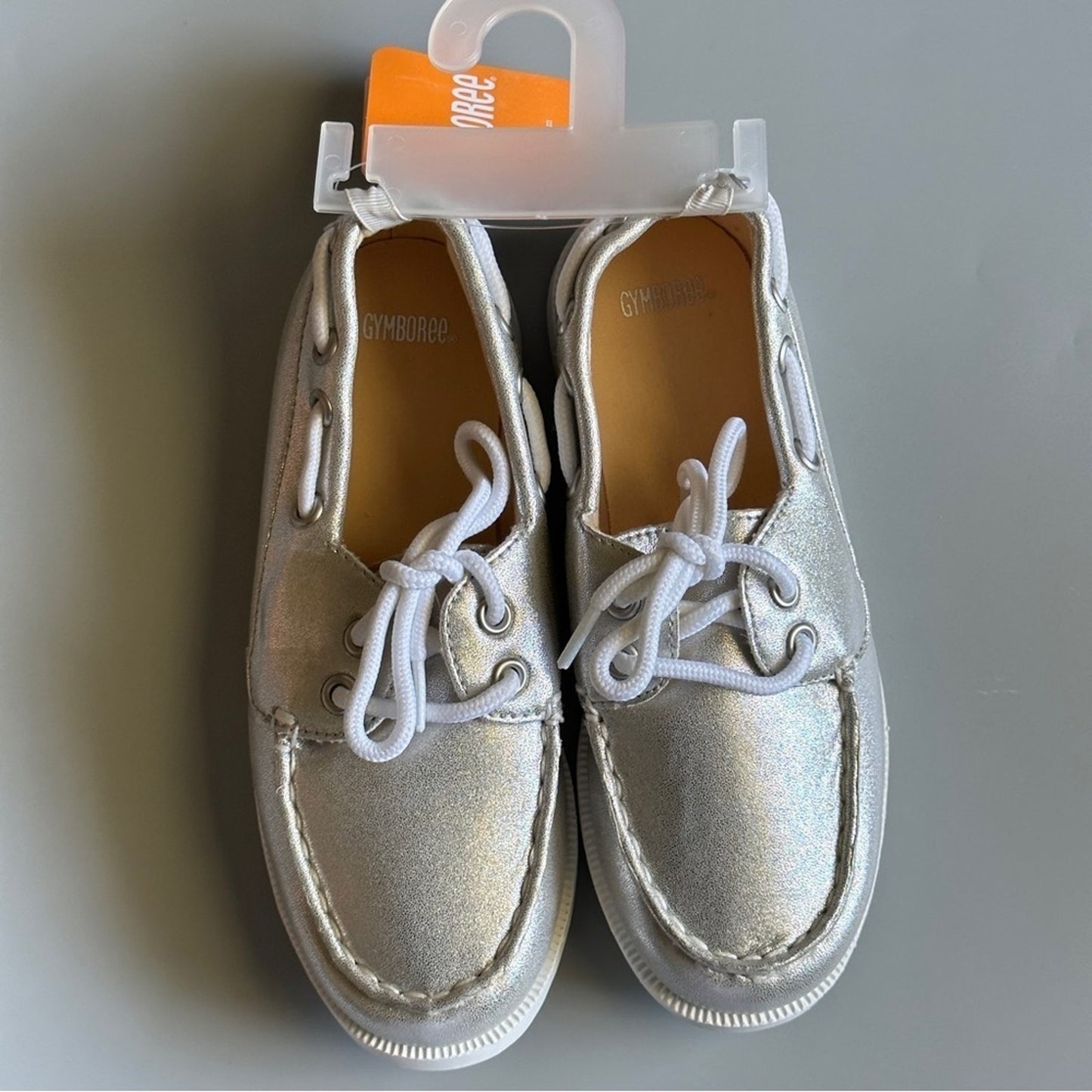 Gymboree Little Girl’s Size 1  Silver Canvas Shoes Tennis Flat Sneakers  …