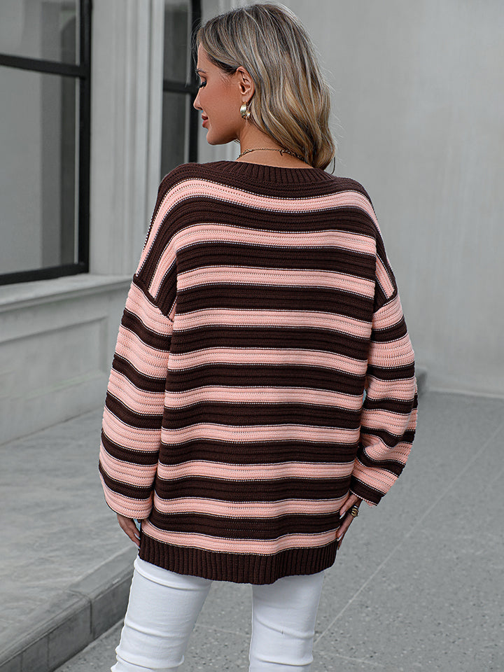 Striped Dropped Shoulder Sweater