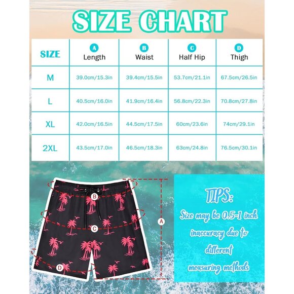 Men Black Swim Trunks Bathing Suits Board Beach Swim with Zipper Pocket Shorts