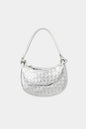 "Chic Fame PU Leather Basket Weave Half Moon Bag for Modern Fashion