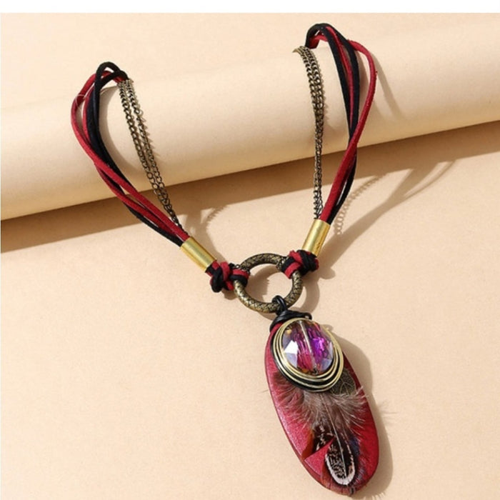 PanacheProse New Arrivals Creative Simple Feather Necklace - Retro Ethnic Style”