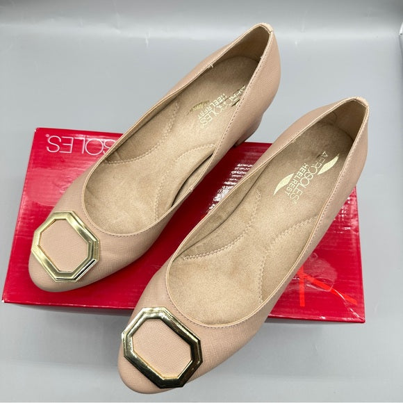 Aerosoles Compadre Block Heel Pumps – Size 9M Nude Comfort Brand New
