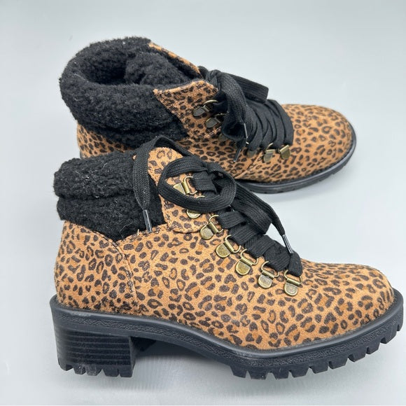 Brand New TC-Mintey Leopard Print Boots – Size 6.5M Women’s Faux Fur Lined