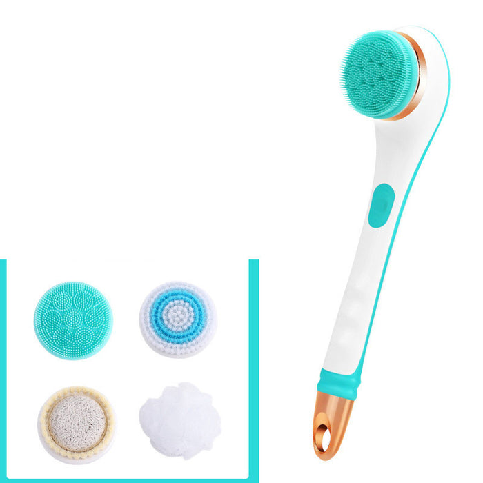 2-in-1 Electric Bath Brush & Foot Scrubber  USB Rechargeable, 4 Brush Heads, Spa Grade Back & Body Cleaner