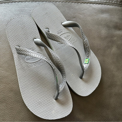 Havaianas Brazil Logo Size US Women’s 11/12,Men’s 9/10M Gray Flip Flop S…