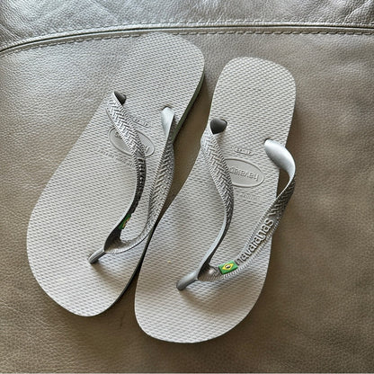 Havaianas Brazil Logo Size US Women’s 11/12,Men’s 9/10M Gray Flip Flop S…