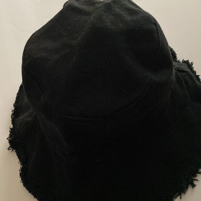 NEW! Bucket Hats Solid Black Textured  Distressed Denim