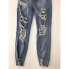 American Eagle Jeans Women’s Distressed Blue Belt Loops Pockets Pull On Size 0