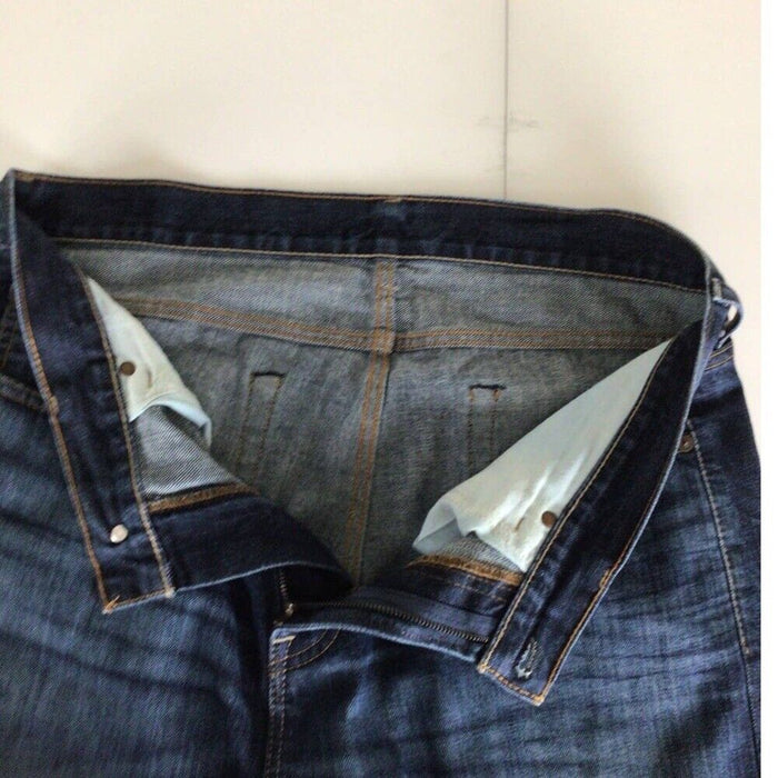 Pre owned Jeans Men's Size 34 X 32 Blue Straight Leg Belt Loops Pockets Zipper Pull On