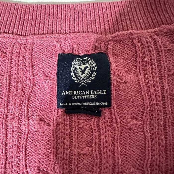 American Eagle Outfitters Sweaters Women Pink Long Sleeves V-Neck Stretched L/ G
