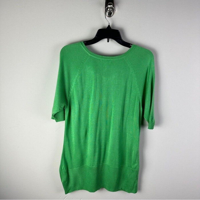 New York & Company Sweater Women Large Green 100% Acrylic Short Sleeves Pullover