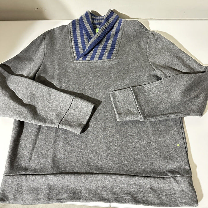 Hugo Boss Sweater Men's One Size L Grey Long Sleeve V Neck Pullover Vintage